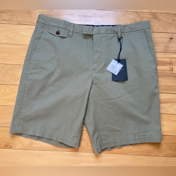 Ted Baker London Ashfrd Chino Shorts Sz 36 Pale Green Preppy Golf - Picture 2 of 9